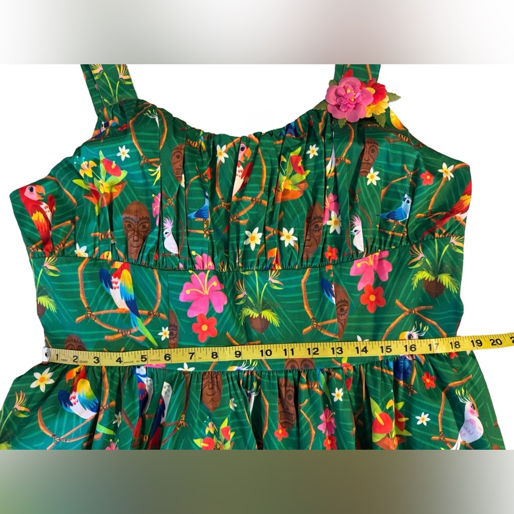 Disney Green Tropical Parrot Midi Dress - Picture 10 of 10